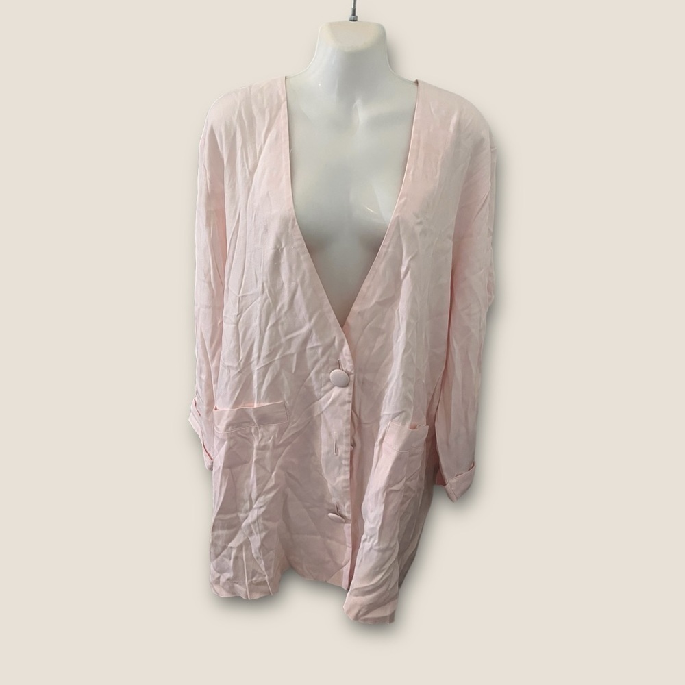 Vintage 80s Nina Piccalino Three-Button Blouse Soft Pink 16